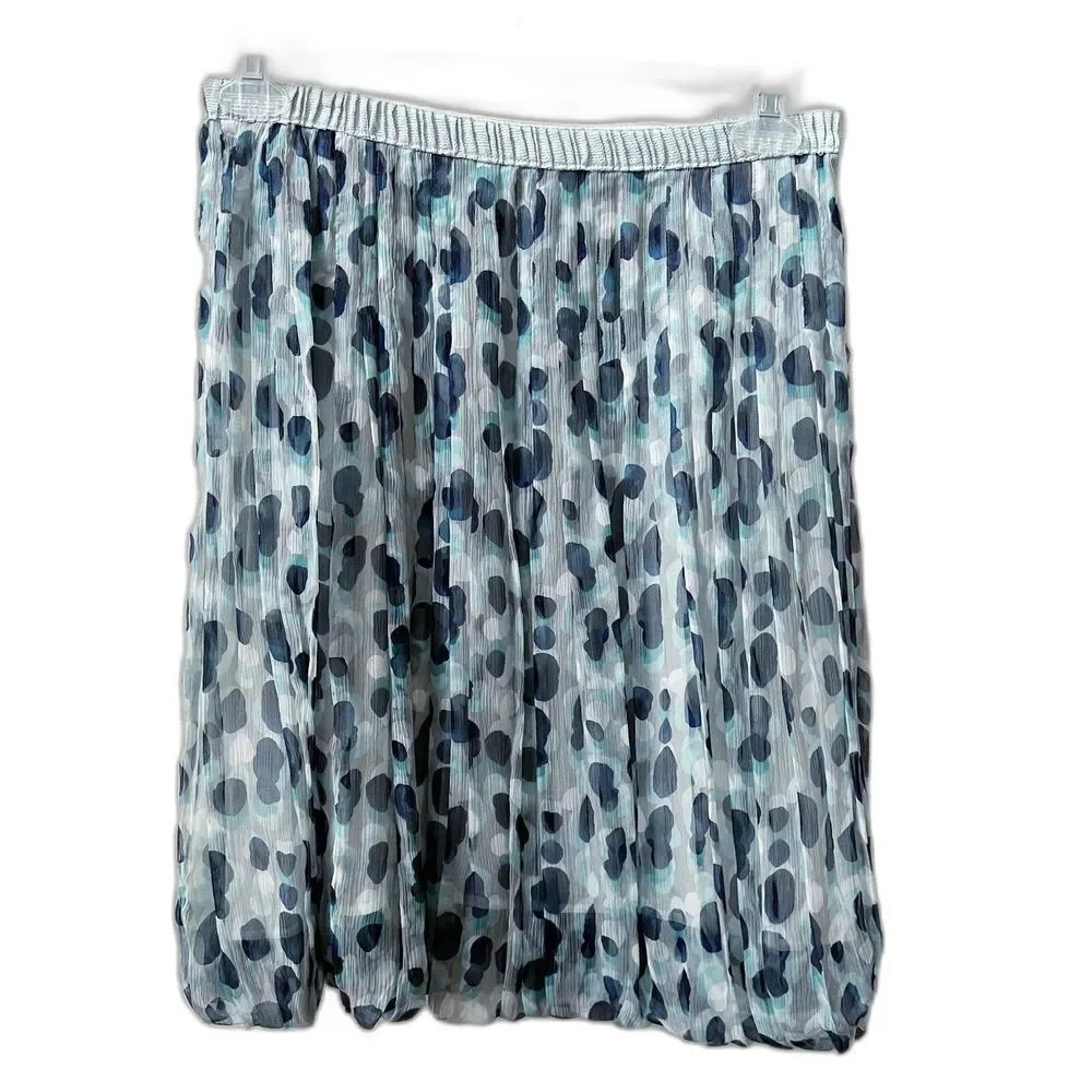 Ports Womens Silk Polka Dot Bubble Skirt Sz Medium Blue Gray Tulip